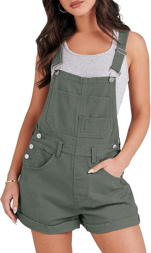 ANRABESS Womens's Denim Shortalls Loose Fit Sleeveless Adjustable Straps Shorts Bib Overalls Jean... | Amazon (US)