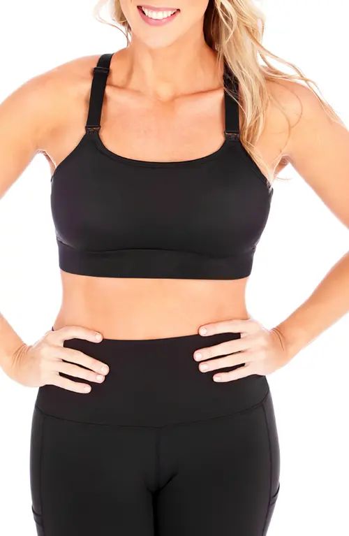 LOVE AND FIT Strappy Nursing Sports Bra in Black at Nordstrom, Size 3X-Large | Nordstrom