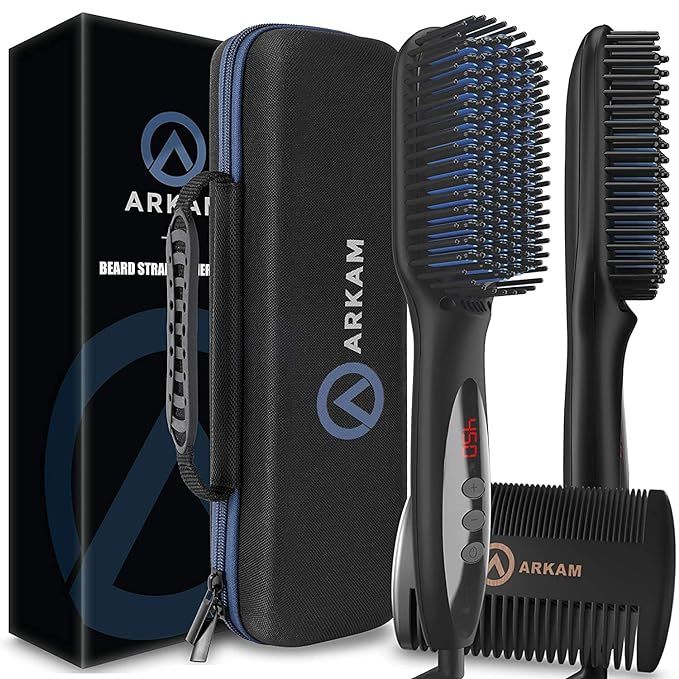 Arkam Deluxe Beard Straightener for Men - Ionic Beard Straightening Comb, Anti-Scald Feature, Hai... | Amazon (US)