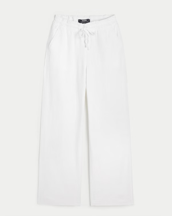 Adjustable Rise Pull-On Linen-Blend Baggy Pants | Hollister (US)