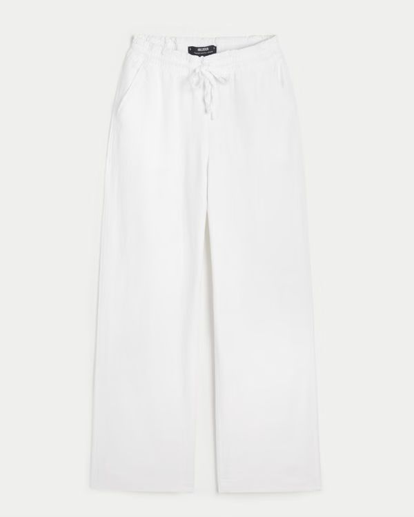 Women's Adjustable Rise Pull-On Linen Blend Baggy Pants | Women's | HollisterCo.com | Hollister (US)