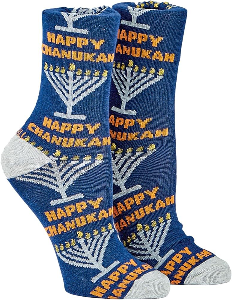 Rite Lite Hanukkah Socks | Adult Crew Sock Fits Shoe Size 8-12 Chanukah Cozy Cotton Socks Jewish ... | Amazon (US)