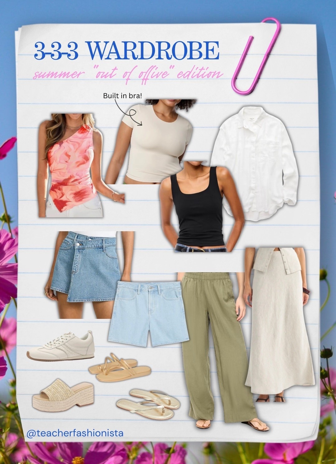 3-3-3 Wardrobe method: Summer “out of office” 


Off work for the summer; summer vacation capsule

#LTKSaleAlert #LTKmomlife #LTKSeasonal