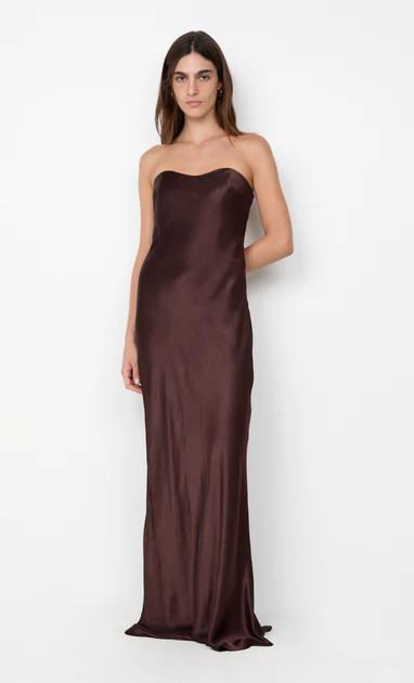 CINDER STRAPLESS MAXI DRESS - DARK CHOCOLATE | Bec & Bridge (Global)