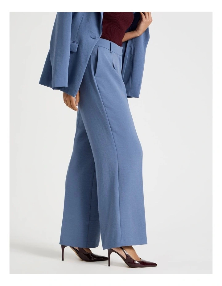 Pleat Front Wide Leg Pant in Dusty Blue | Myer
