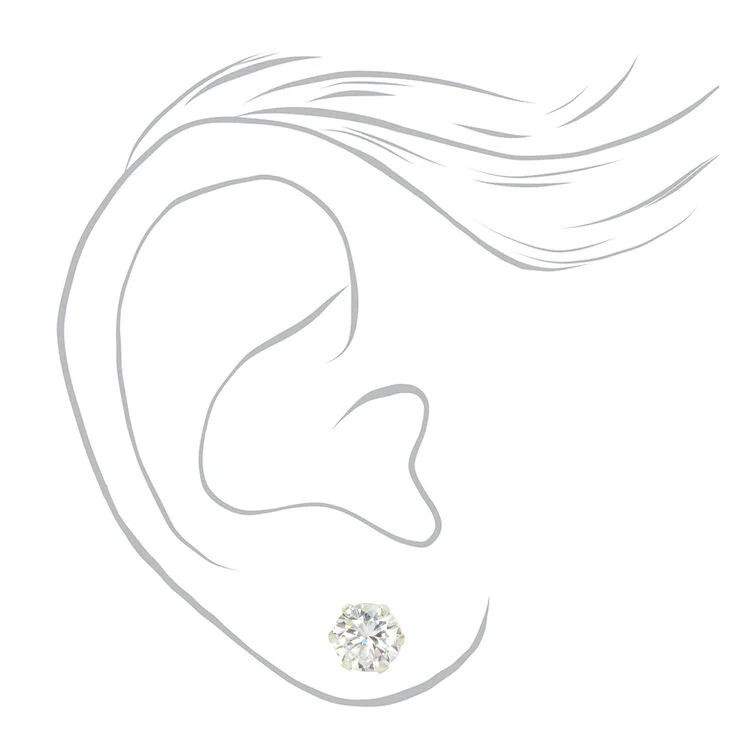 C LUXE by Claire's Sterling Silver Cubic Zirconia 4MM, 5MM, 6MM Round Stud Earrings - 3 Pack | Claire's (UK)