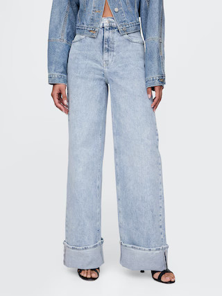 High Rise Stride Cuffed Wide-Leg Jeans | Gap (US)
