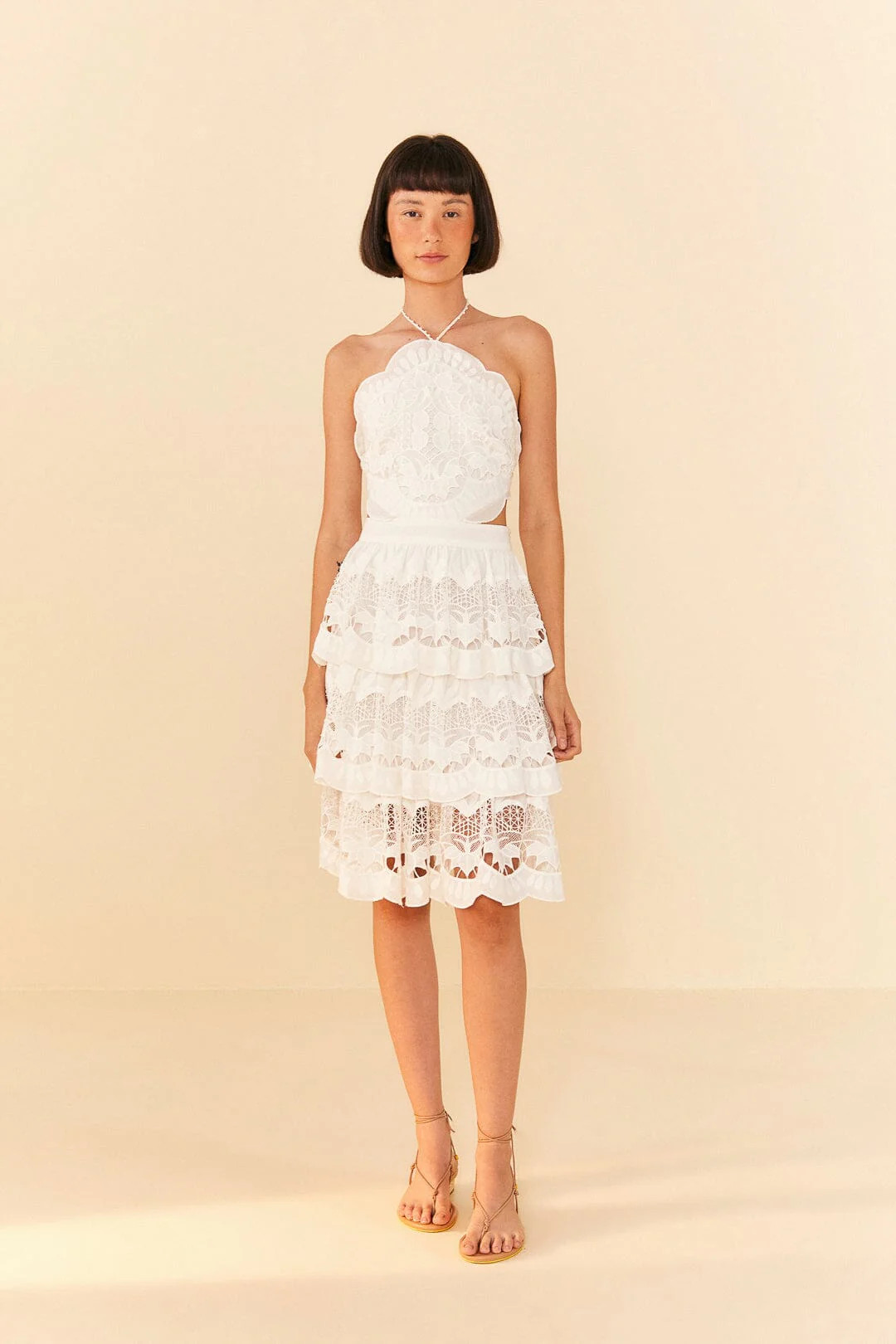White Richelieu Midi Dress | FarmRio (US)