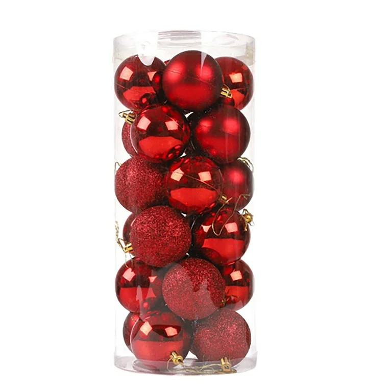 24Pcs Christmas Tree Ornaments Red 40mm/1.57", Christmas Tree Ornaments Balls for Xmas Christmas ... | Walmart (US)