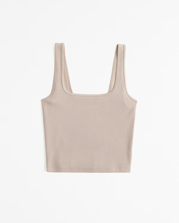 Essential Cropped Squareneck Rib Tank | Abercrombie & Fitch (US)