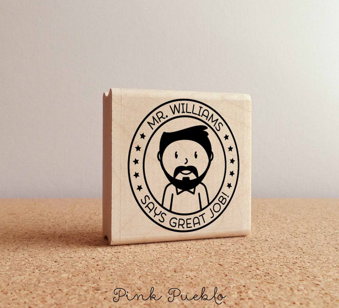 Personalized Male Teacher Rubber Stamp - Etsy | Etsy (US)