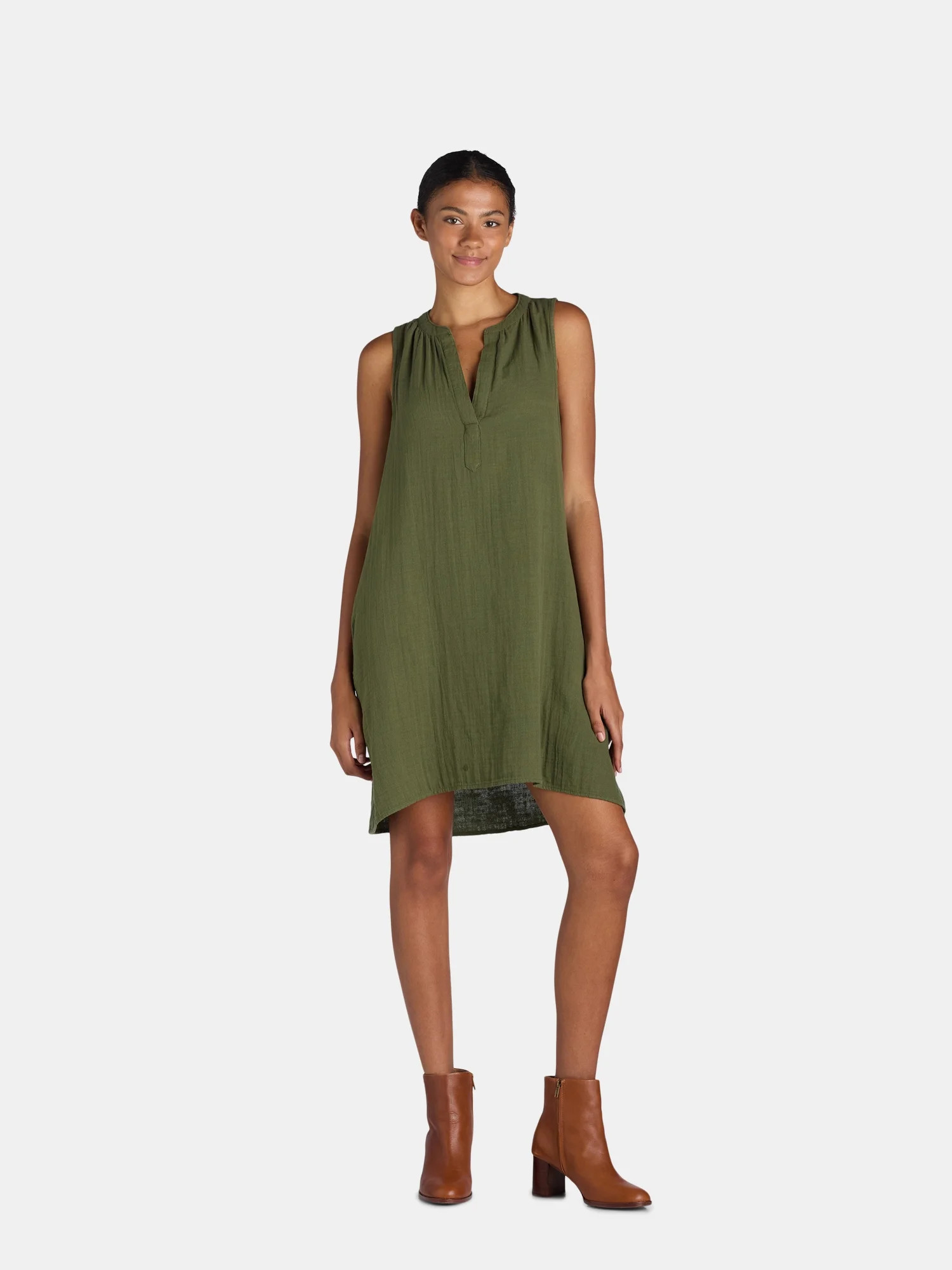 Time and Tru Women's Double Cloth Dress | Walmart (US)