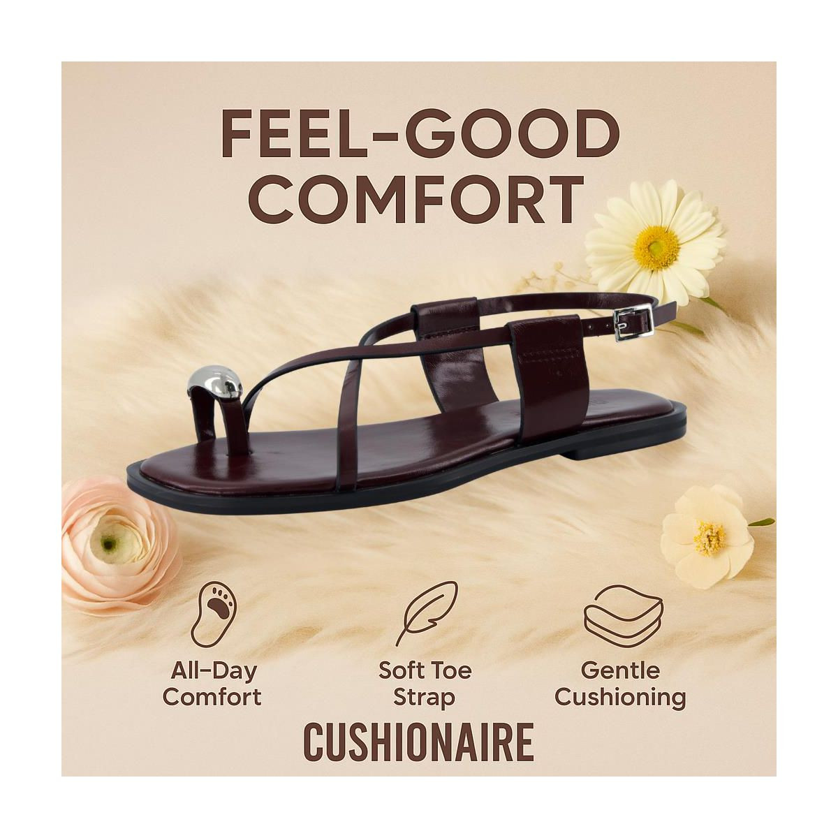 CUSHIONAIRE Corfu Flat Sandals for Women 2025 – Strappy Design with Toe Loop and Adjustable Ank... | Target