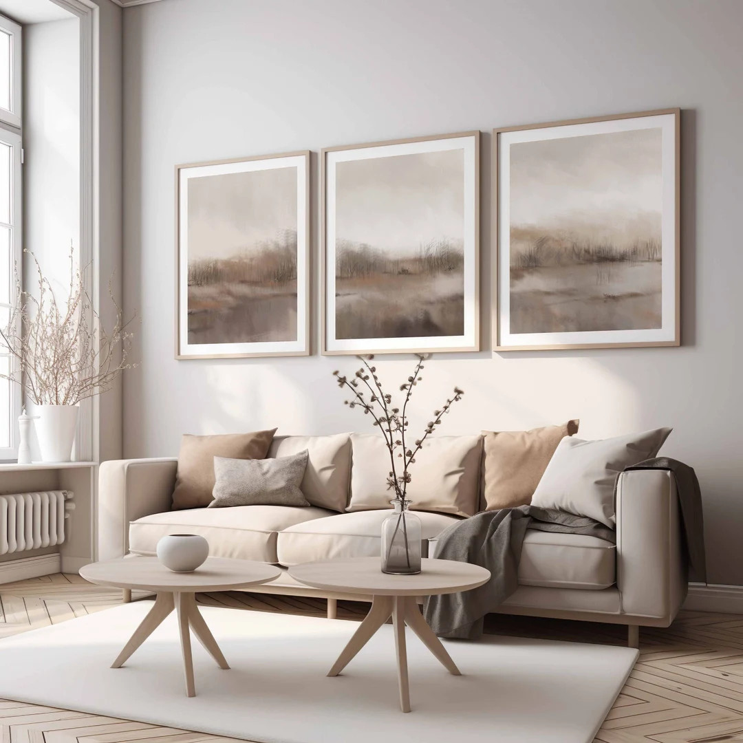 Modern Minimalist Art Prints Gallery Wall Art Set of 3 Beige Brown Wall Art Nordic Prints for Liv... | Etsy (US)