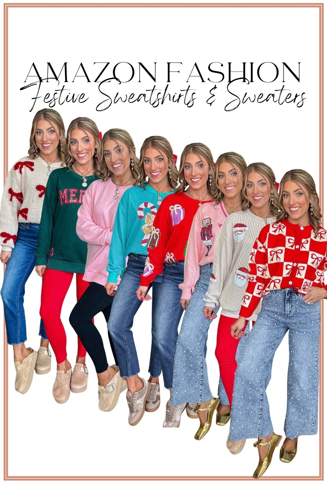 ✨🎄 AMAZON FESTIVE SWEATSHIRTS & SWEATERS 🎁✨
Just rounded up the cutest Amazon holiday tops and WOW — these are all SO good! From candy canes to nutcrackers, bows, Santa, presents, and more… every single one is fun, festive, cozy, and perfect for all your December events. ❤️💚

Whether you’re dressing for holiday parties, school events, cookie baking, or cozy days at home, these Amazon Christmas sweatshirts + sweaters make it easy (and affordable!) to look adorable and seasonal. Most come in multiple colors + prints too! 🎀❄️

All outfits are linked on LTK — tap to shop your favorites!
#AmazonFashion #AmazonFinds #HolidaySweaters #ChristmasSweatshirts #FestiveFashion #HolidayOutfits #AmazonSweaters #AmazonStyle #LTKHoliday #LTKSeasonal #HolidayStyleInspo