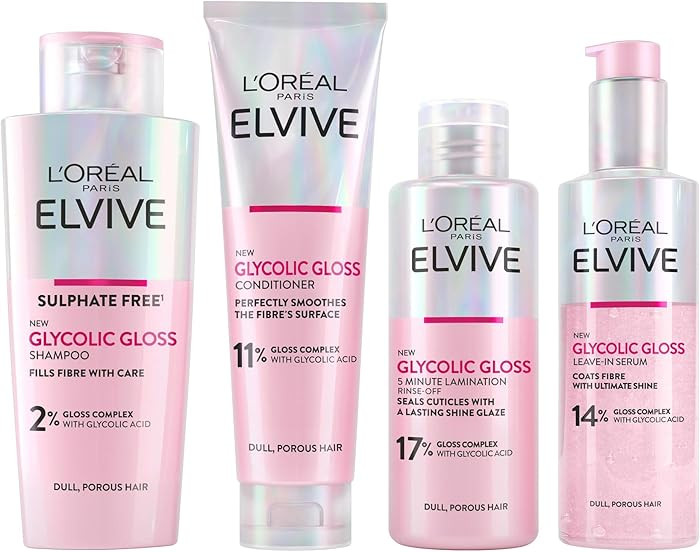 L'Oréal Paris Elvive Glycolic Gloss Shampoo, Conditioner and Rinse-Off Treatment Set for Dull Po... | Amazon (UK)