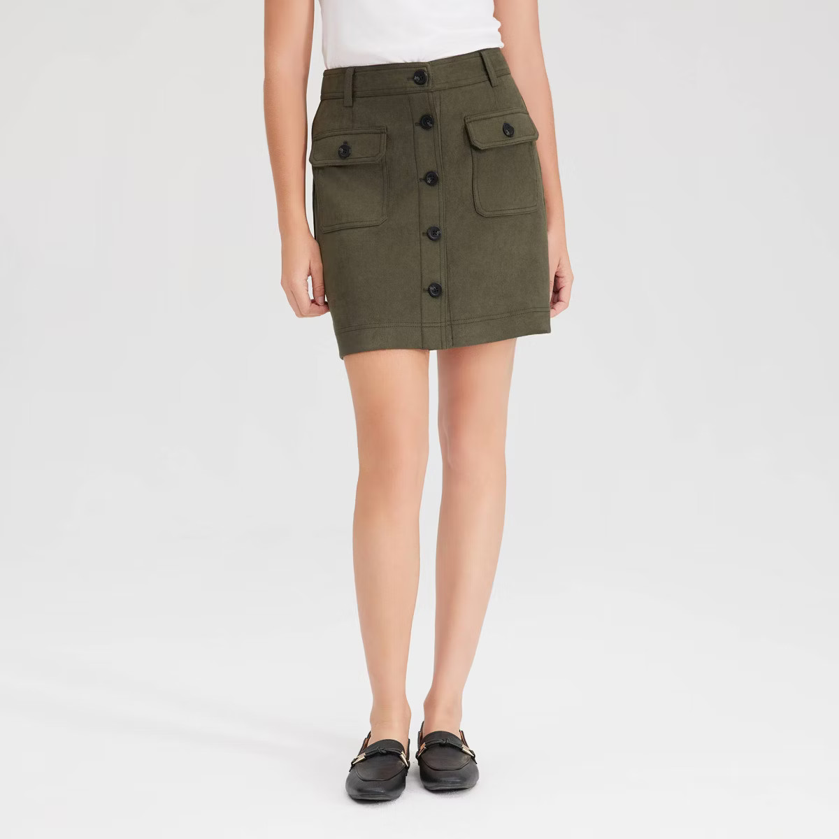 Women's Faux Suede Mini A-Line Skirt - Universal Thread™ Green 6 | Target