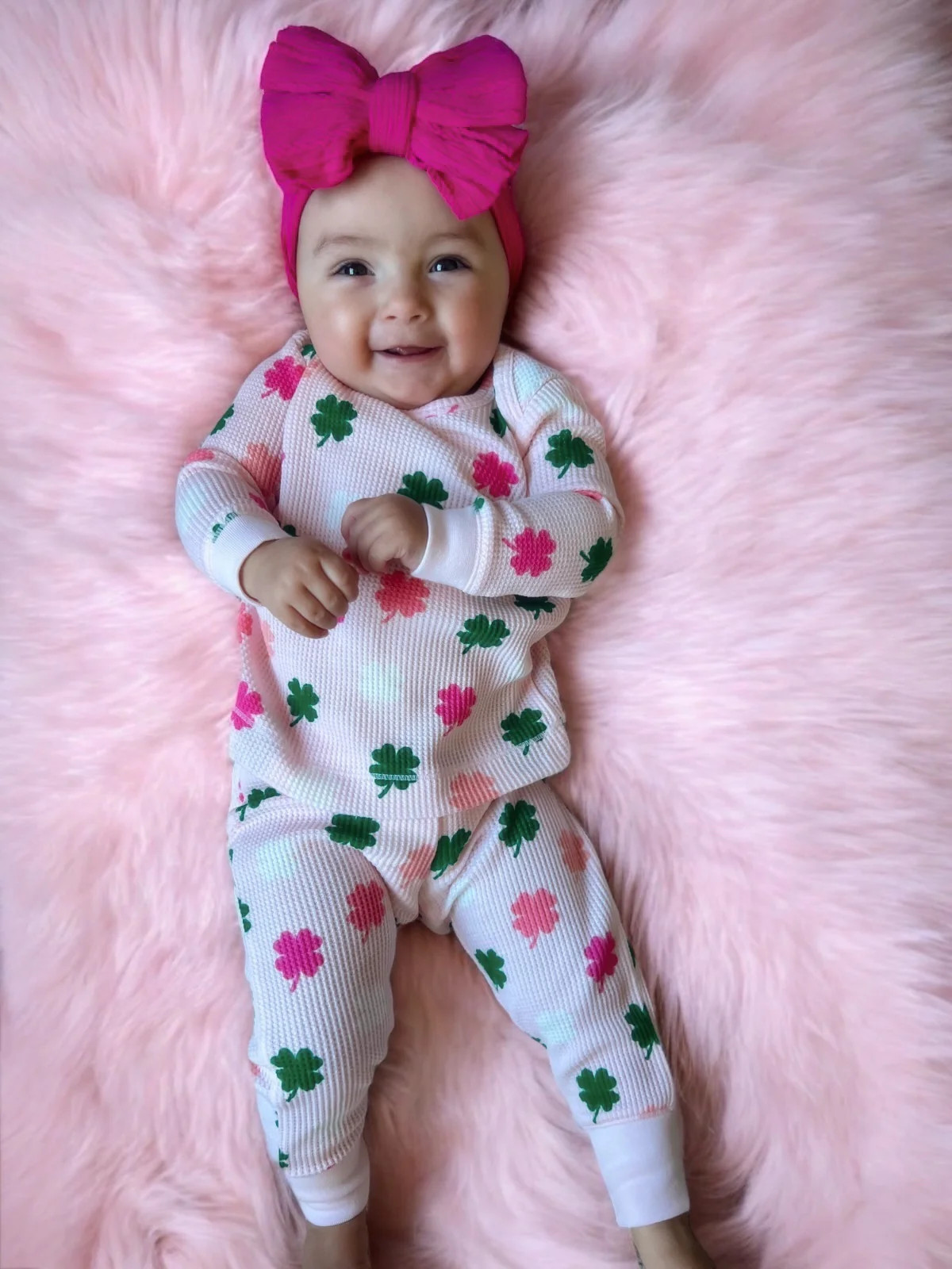 Organic Waffle 2-Piece Set, Pink Clover | SpearmintLOVE