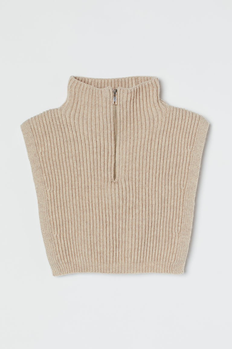H & M - Knit Collar with Zipper - Beige | H&M (US + CA)