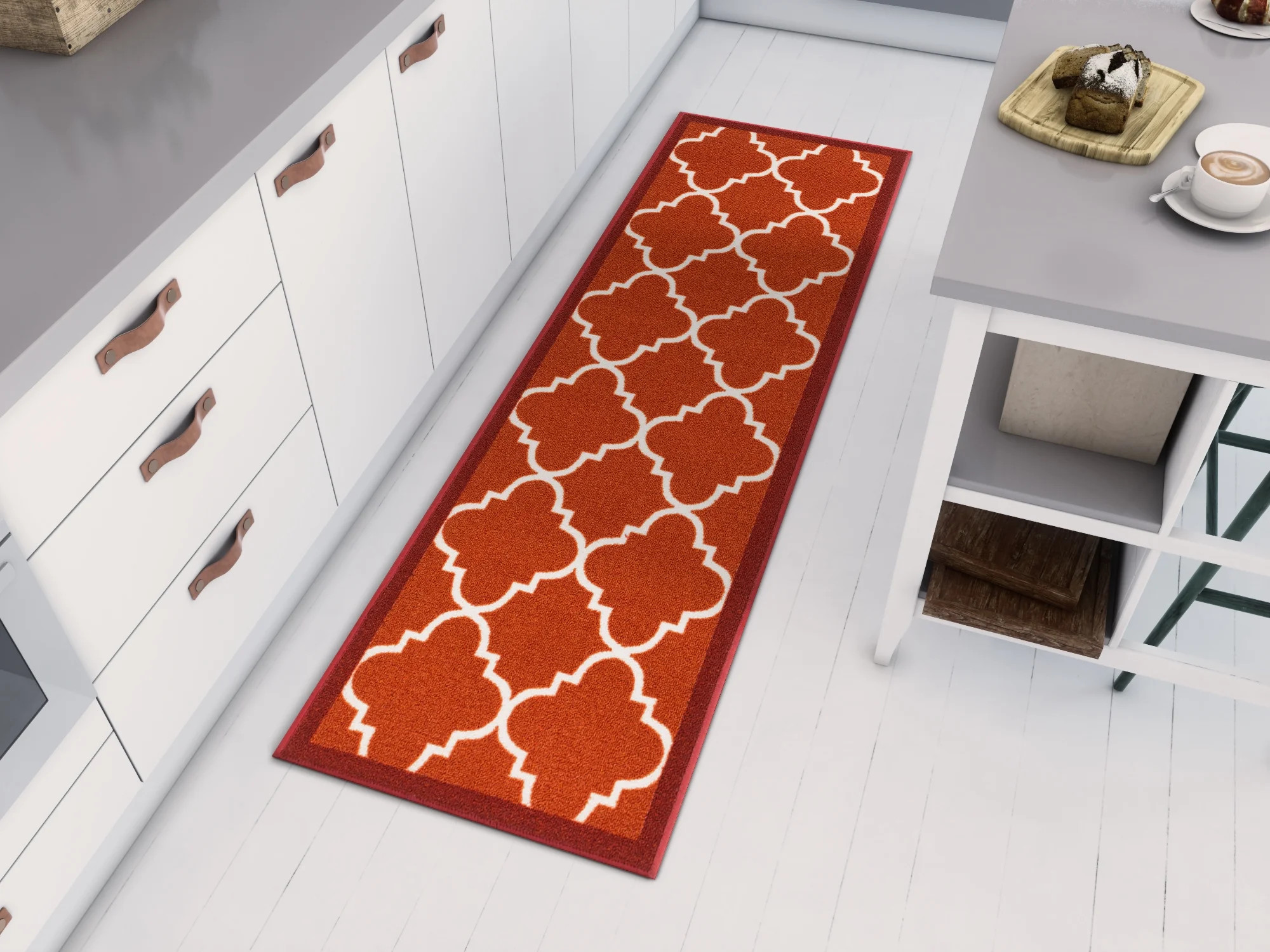 Non-Skid Slip Rubber Back Antibacterial 2x5 ( 1'8" x 5' ) Door Mat Runner Rug Dallas Moroccan Tre... | Walmart (US)