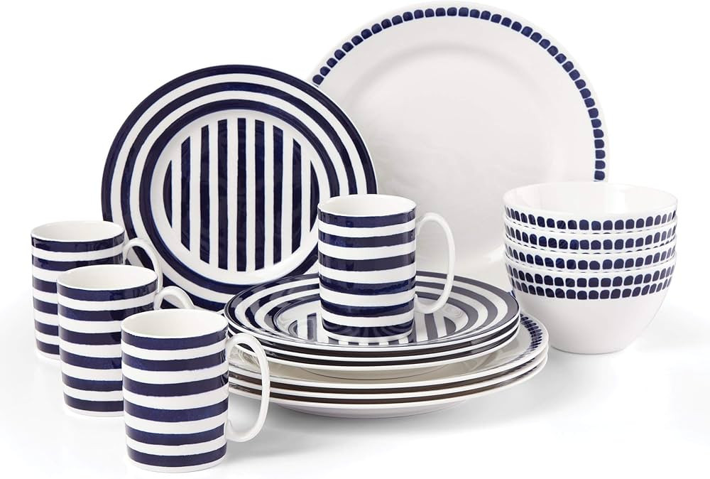 Kate Spade New York Charlotte Street North 16-Piece Dinnerware Set, 15.75 LB, Blue | Amazon (US)