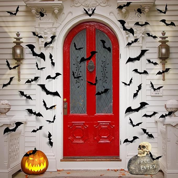 LUDILO Bats Halloween Decorations: Halloween Bats Wall Decor 100pcs Bats Wall Decals PVC 3D Wall ... | Amazon (US)