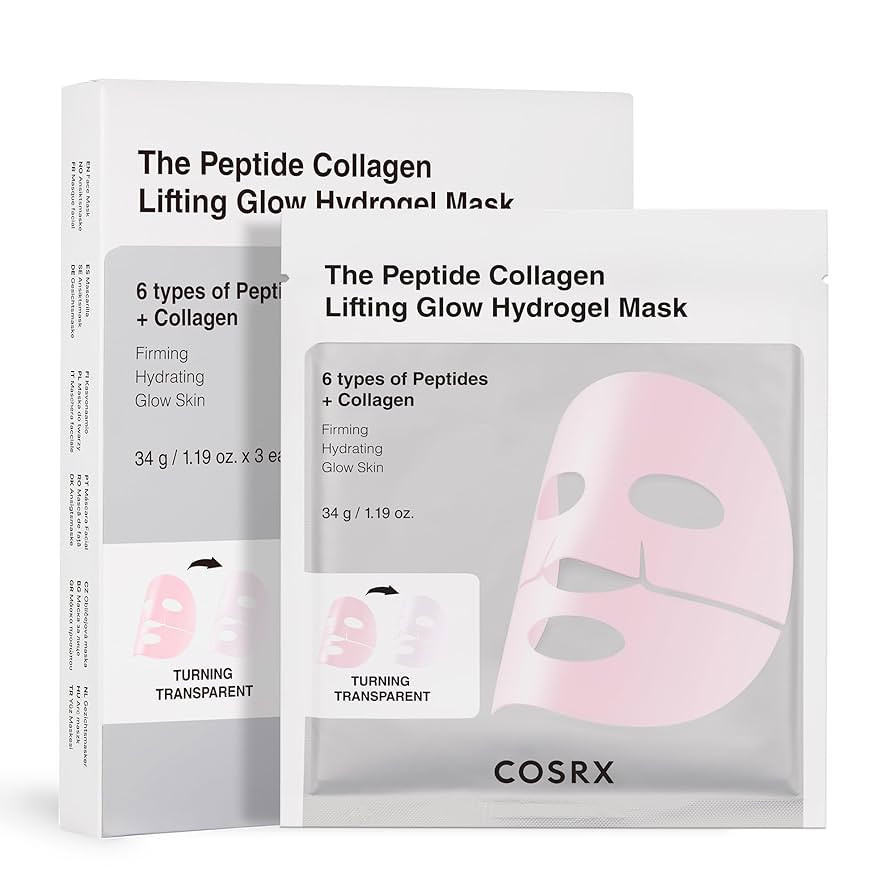 COSRX Pink Peptide Collagen Lifting Glow Hydrogel Face Masks Skincare 3 EA, Collagen Face Mask, T... | Amazon (UK)