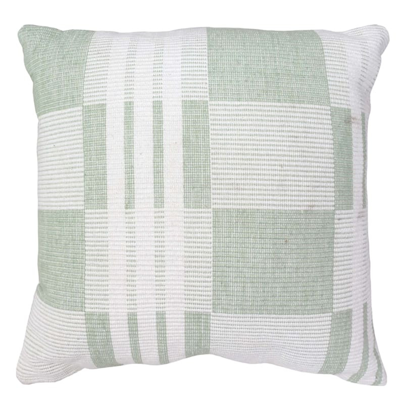 Green Woven Check Throw Pillow, 18" | At Home