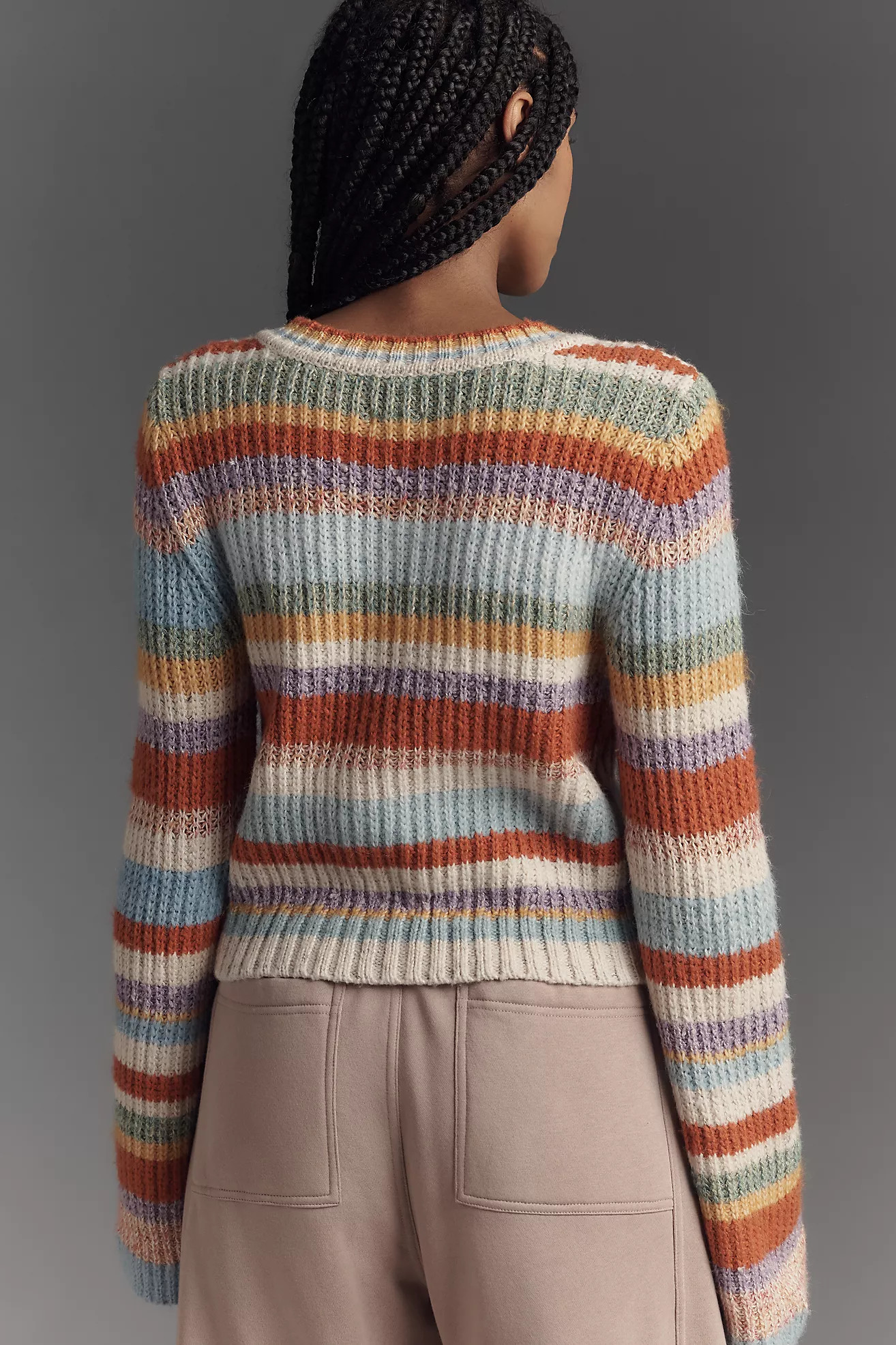 Pilcro Ribbed Multi-Stripe Cardigan Sweater | Anthropologie (US)