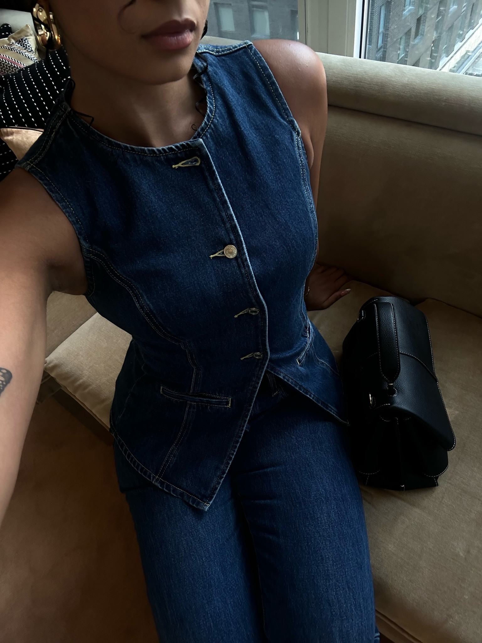 Denim set 

My sizing -
Top:Small
Bottom:Size 8
