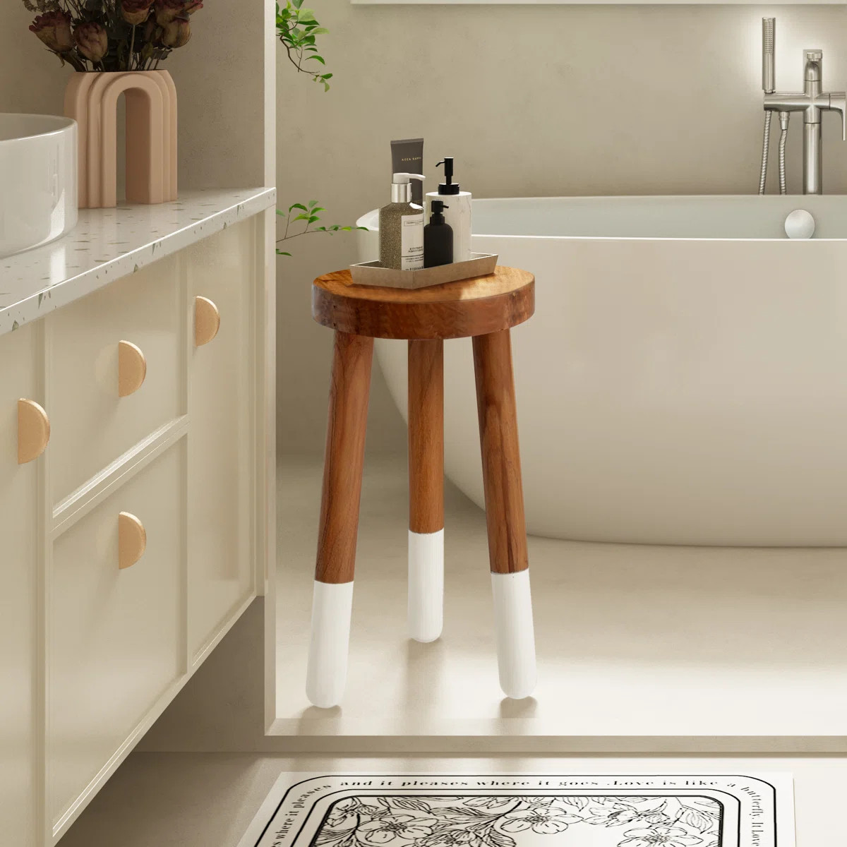 Teak Round Dip Dyed Teak Stool | Wayfair North America
