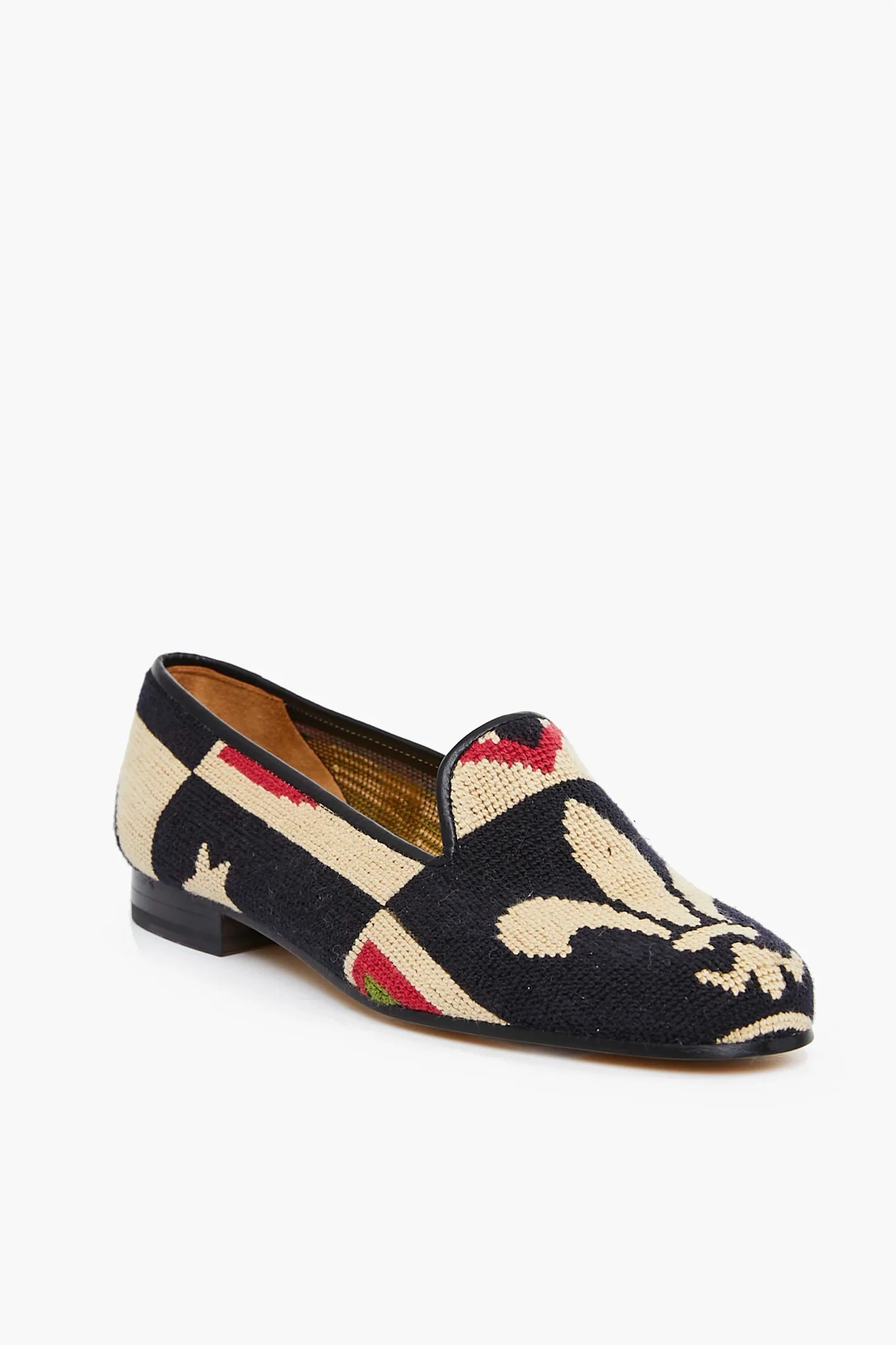 Crest Black Needlepoint Slippers | Tuckernuck (US)