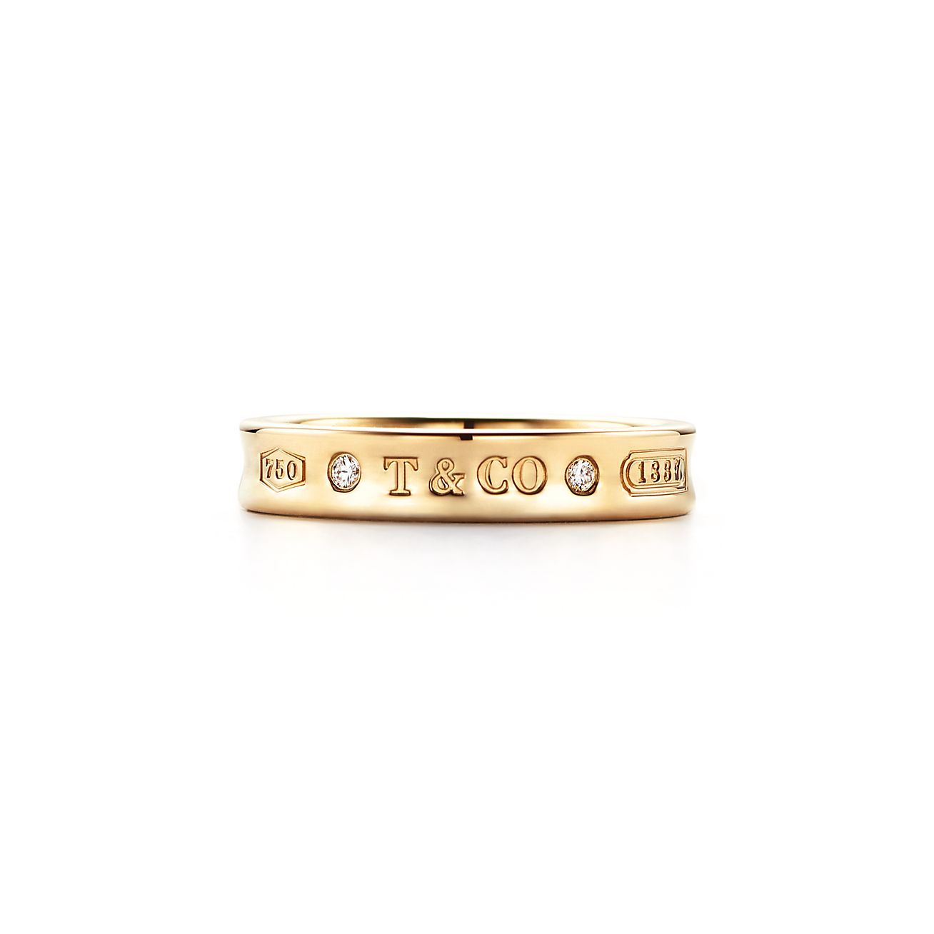 Tiffany 1837™ Ring in Yellow Gold with Diamonds, Narrow | Tiffany & Co. | Tiffany & Co. (UK)
