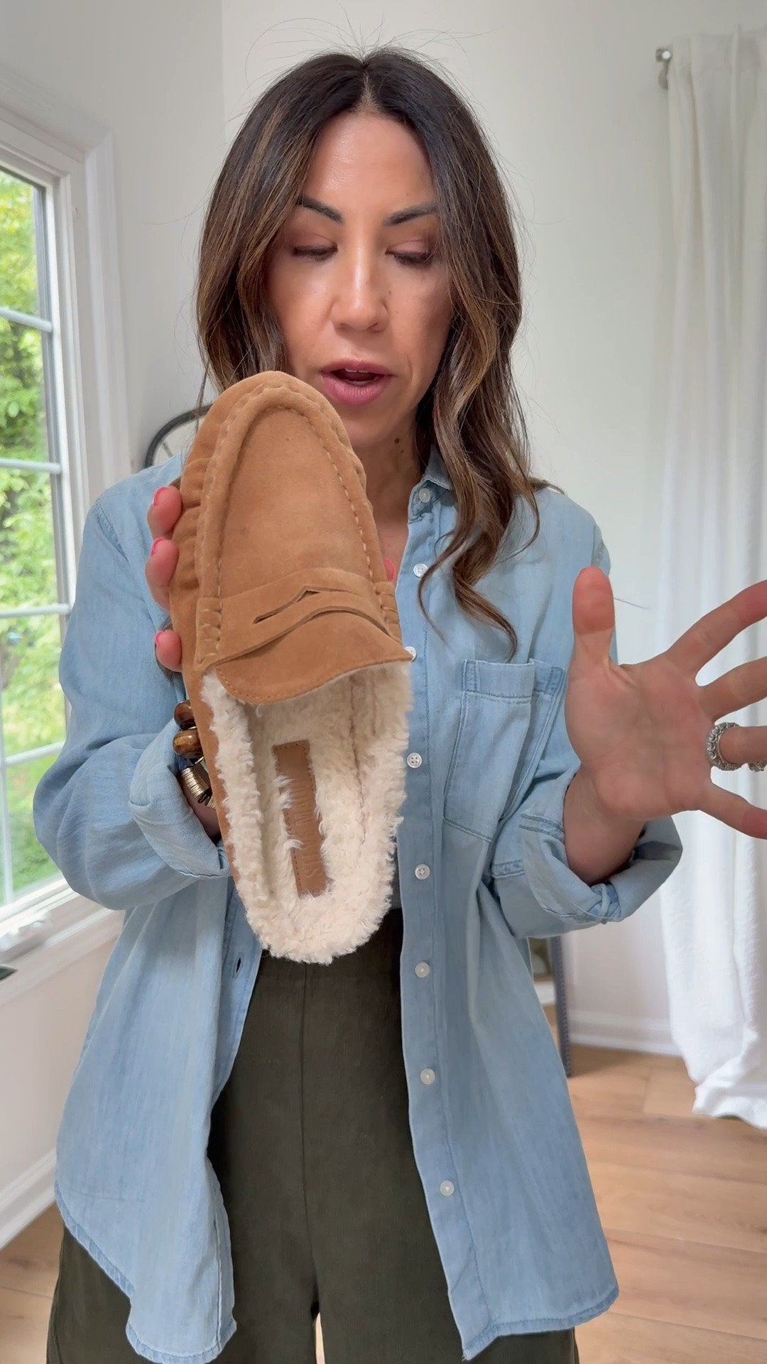 Sherpa mules TTS. Denim shirt small.

#LTKOver40 #LTKSaleAlert