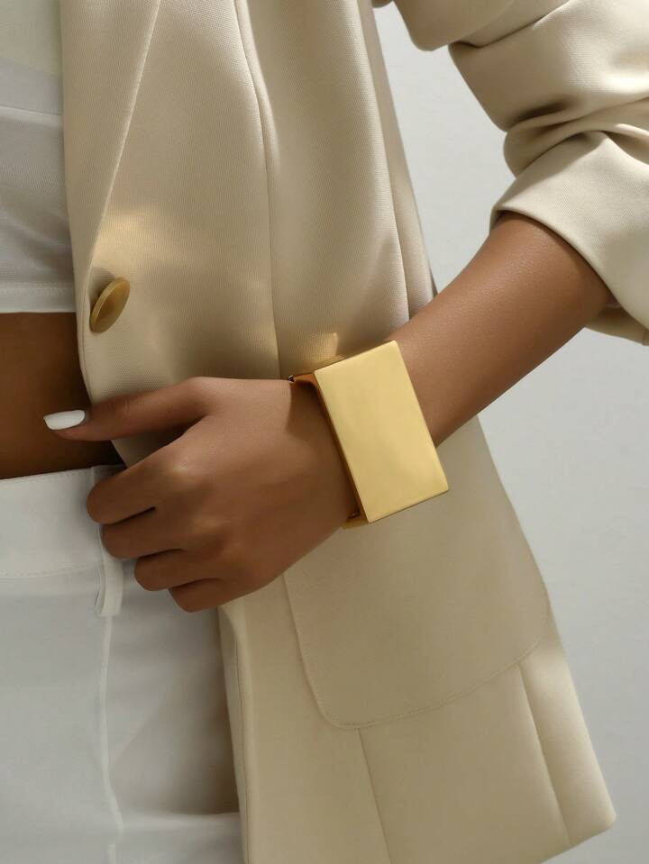 1pc Stylish Geometric Zinc Alloy Bangle With Square & Circular Shape, Street Style & High-End, Ex... | SHEIN