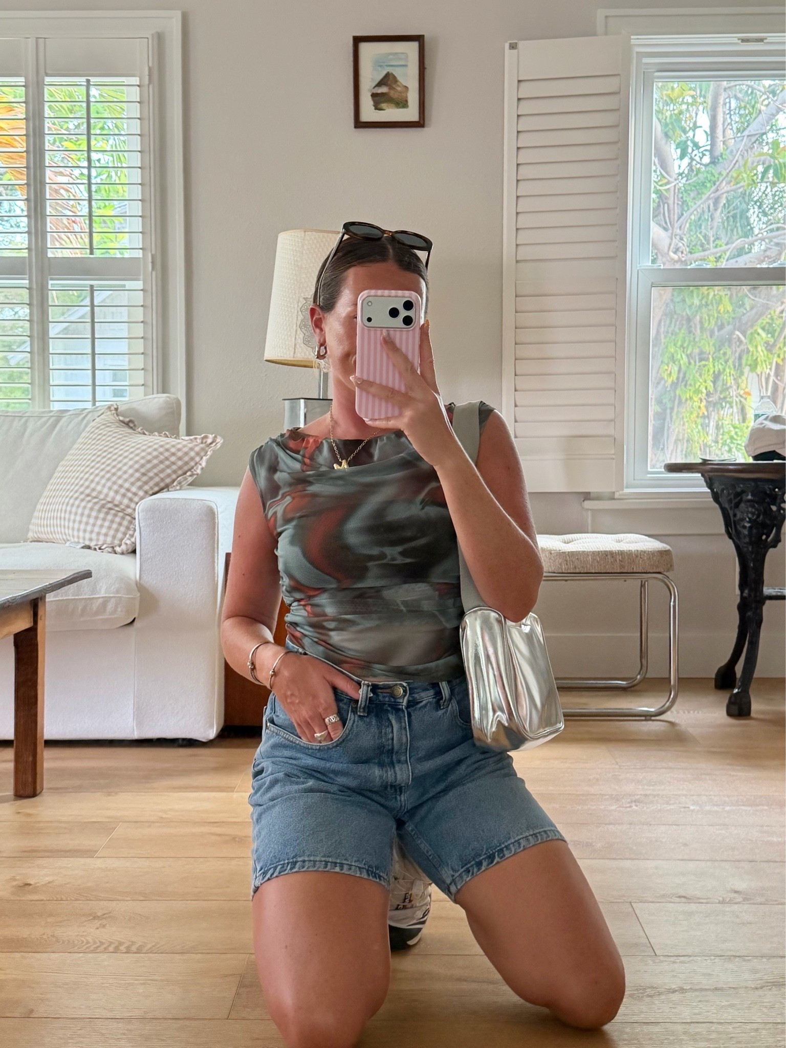 Outfit!!! Shorts are thrifted but linked similar :) #ootd #outfit #meshtop #jeanshorts #silver #accessories

#LTKdayinmylife #LTKgrwm #LTKootd