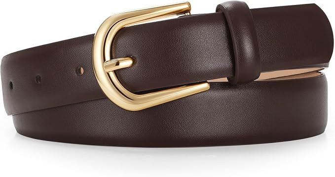 JASGOOD Leather Belt Women Belts for Jean Pants with Gold Buckle Fashion Ladies Waist Belt | Amazon (US)