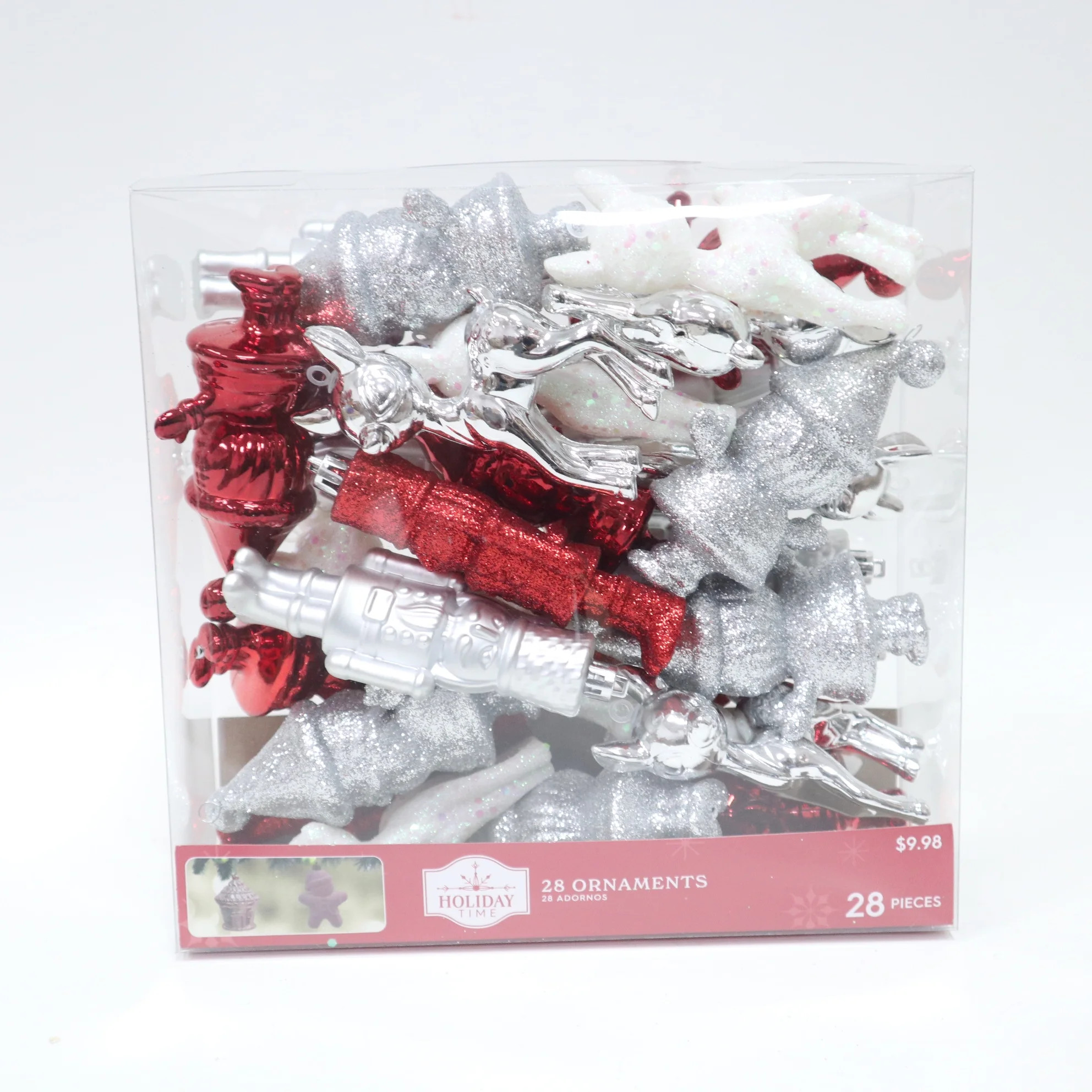 Red/White/Silver Ornaments, 28 Count, by Holiday Time, Walmart Ornaments, Affordable Holiday,  | Walmart (US)