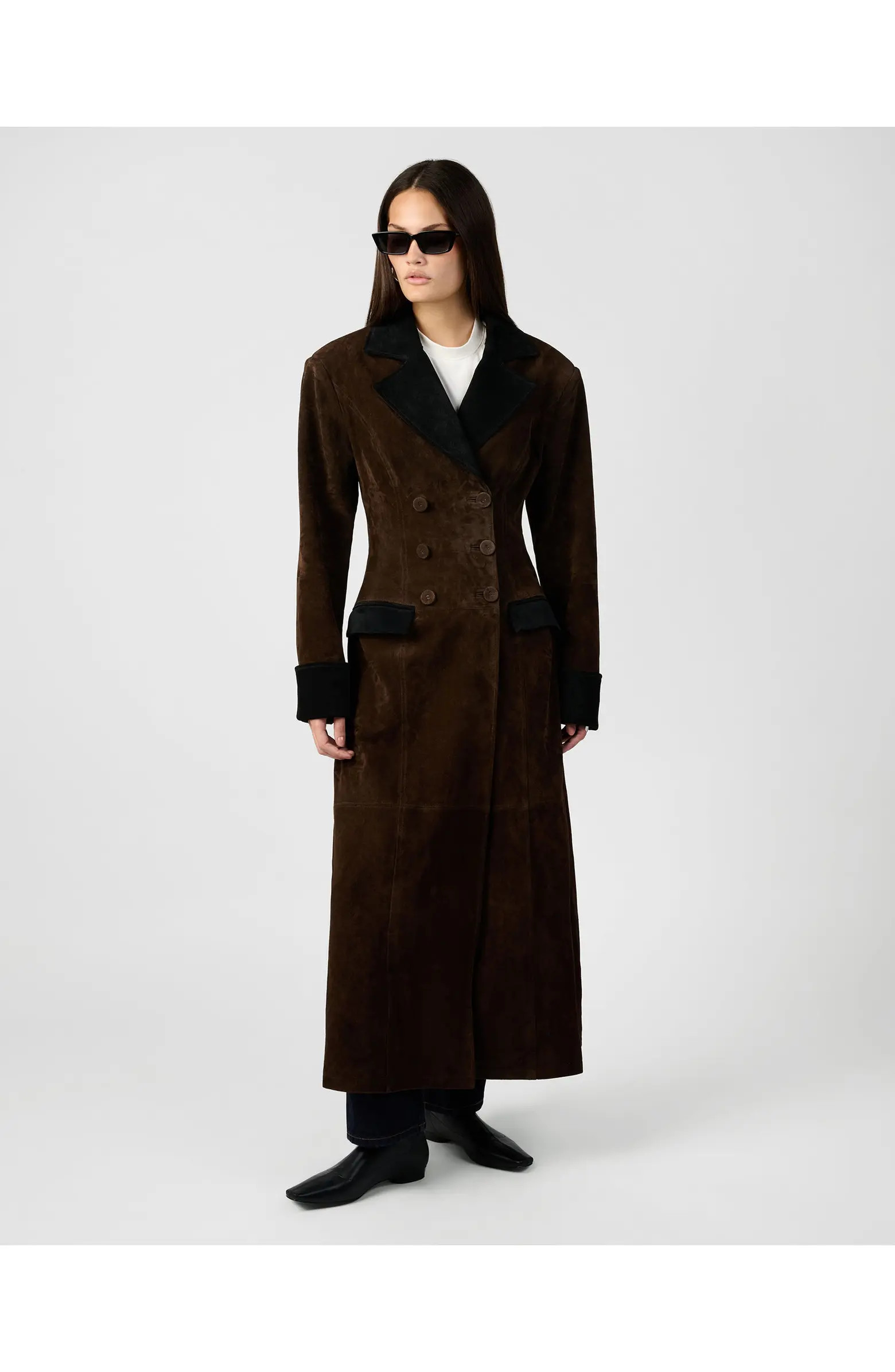 WeWoreWhat Premium Double Breasted Suede Coat | Nordstrom | Nordstrom