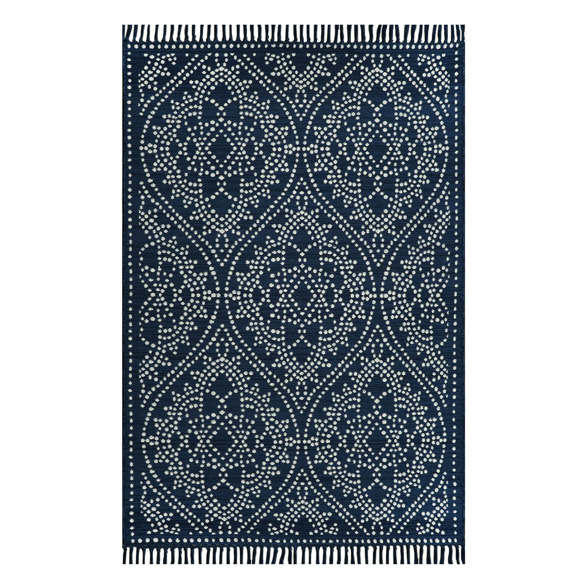 Better Homes & Gardens Navy Jeweled Medallion Woven Outdoor Rug, 5' x 7' | Walmart (US)