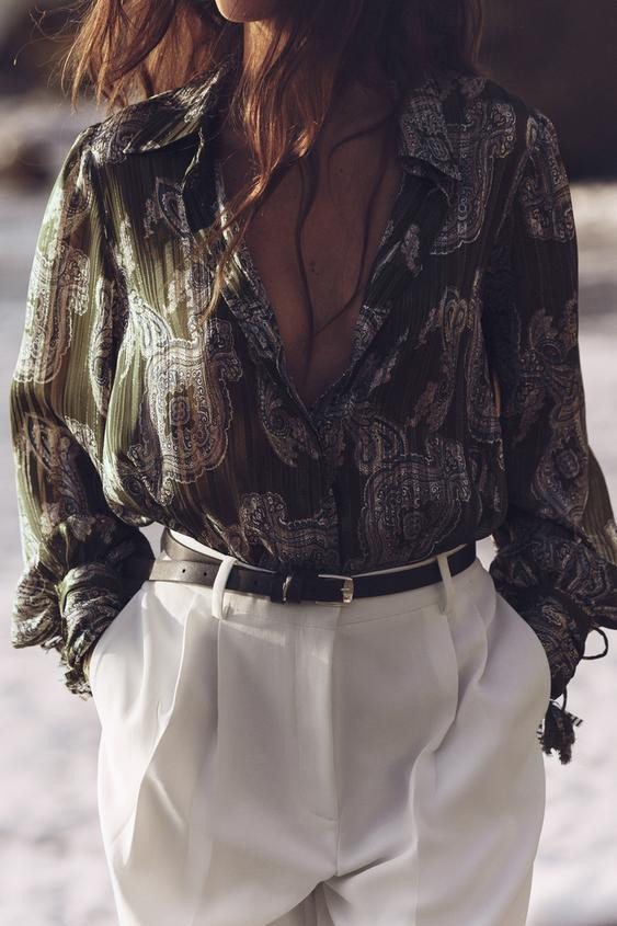 PRINTED SHIRT WITH METALLIC THREAD | Zara US