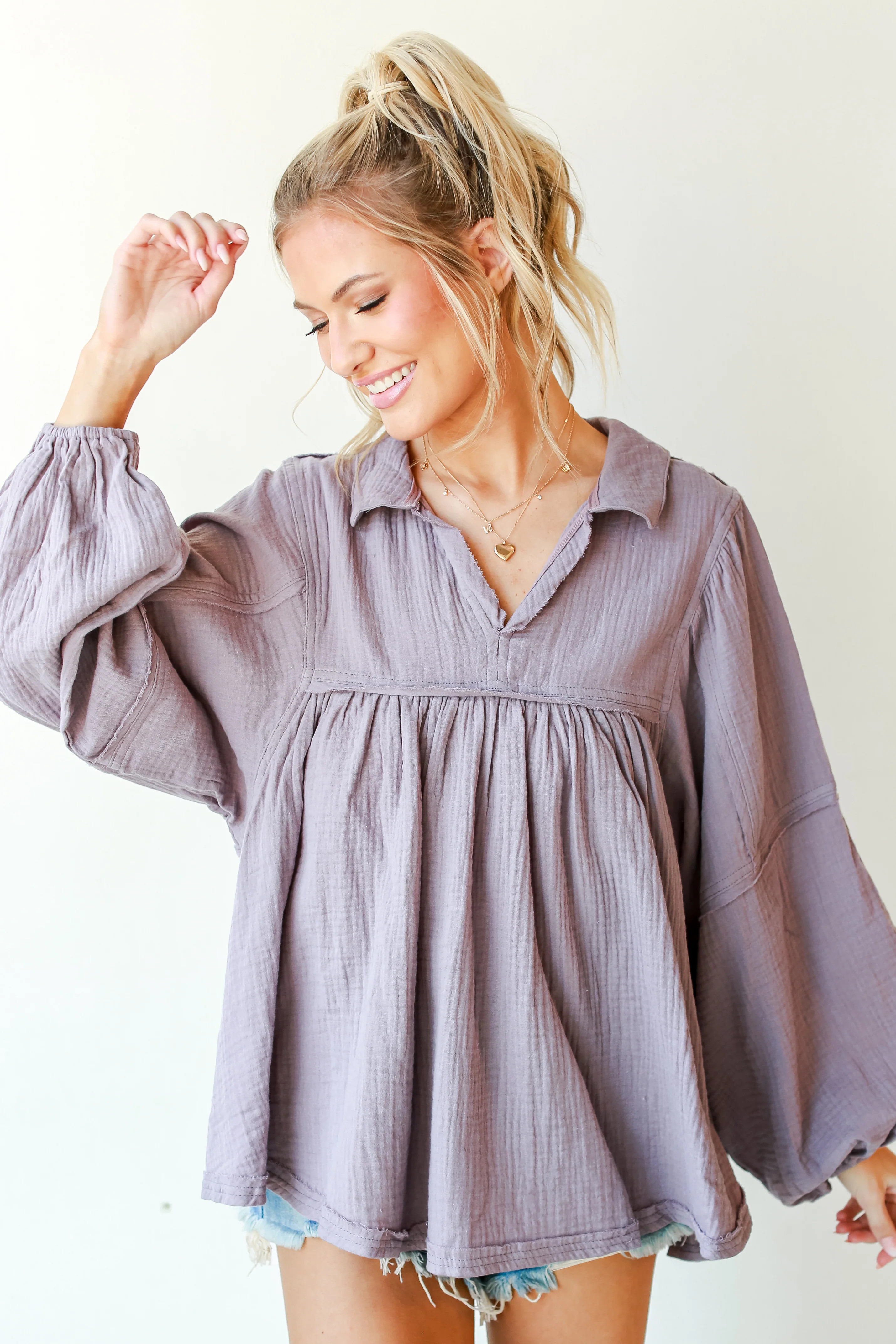 Total Bliss Linen Babydoll Blouse | Dress Up