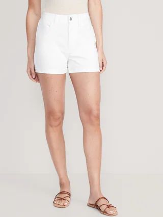 High-Waisted Wow White-Wash Straight Jean Shorts for Women -- 3-inch inseam | Old Navy (US)
