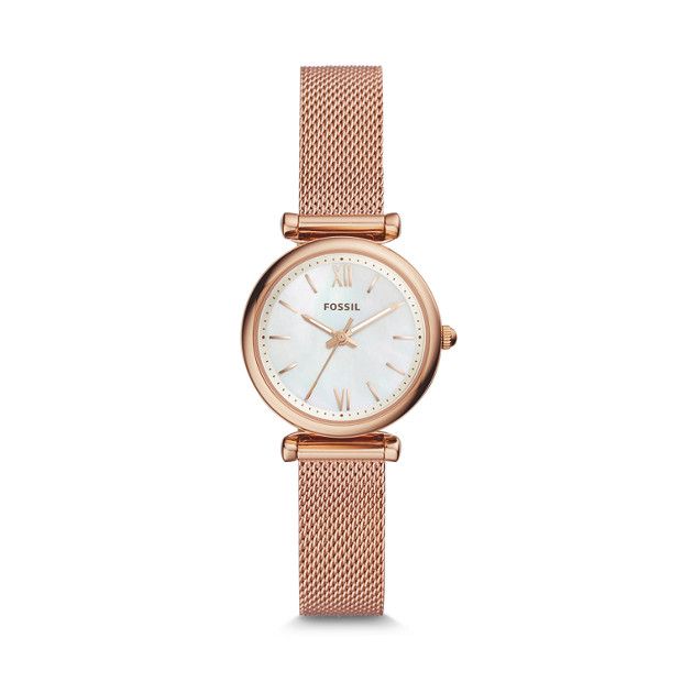 Carlie Mini Three-Hand Rose Gold-Tone Stainless Steel Watch | Fossil (US)