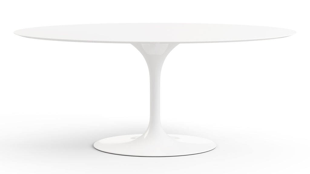 Tulip Style Table - Oval Tulip Style Dining Table, White Lacquer, Width 67in | Interior Icons