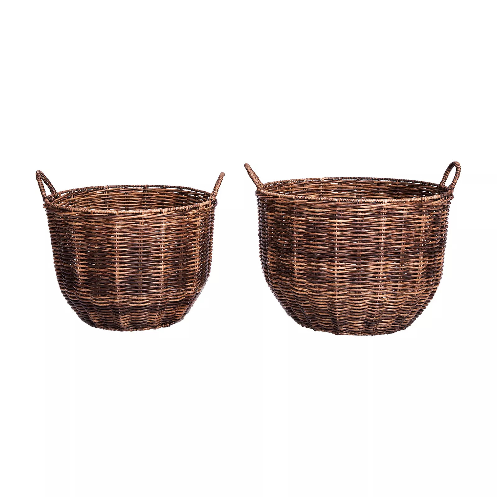 Saddle River Tapered Round Tubular Faux Wicker Basket 2-piece Set, Brown | Kohl's