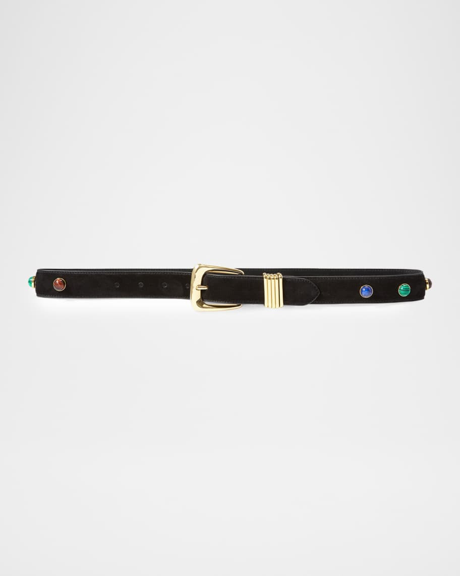 Stone-Embellished Suede Belt | Neiman Marcus