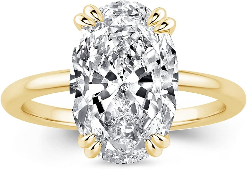 PAFIDDY 5CT Stunning Oval Cut Engagement Ring for Women, 925 Sterling Silver 5A Grade Cubic zirco... | Amazon (US)