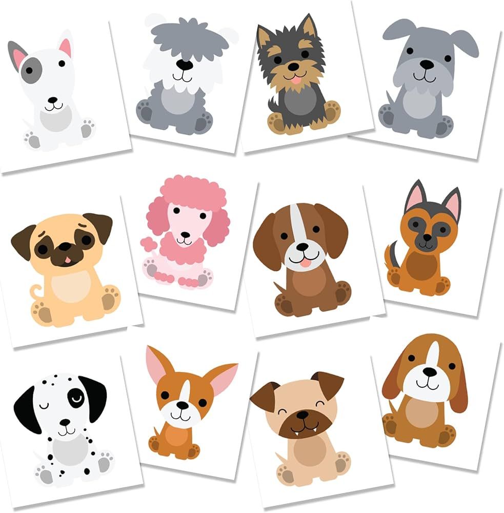 Puppy Temporary Tattoos | Pack of 36 | MADE IN THE USA | Skin Safe | Party Supplies & Favors | Re... | Amazon (US)