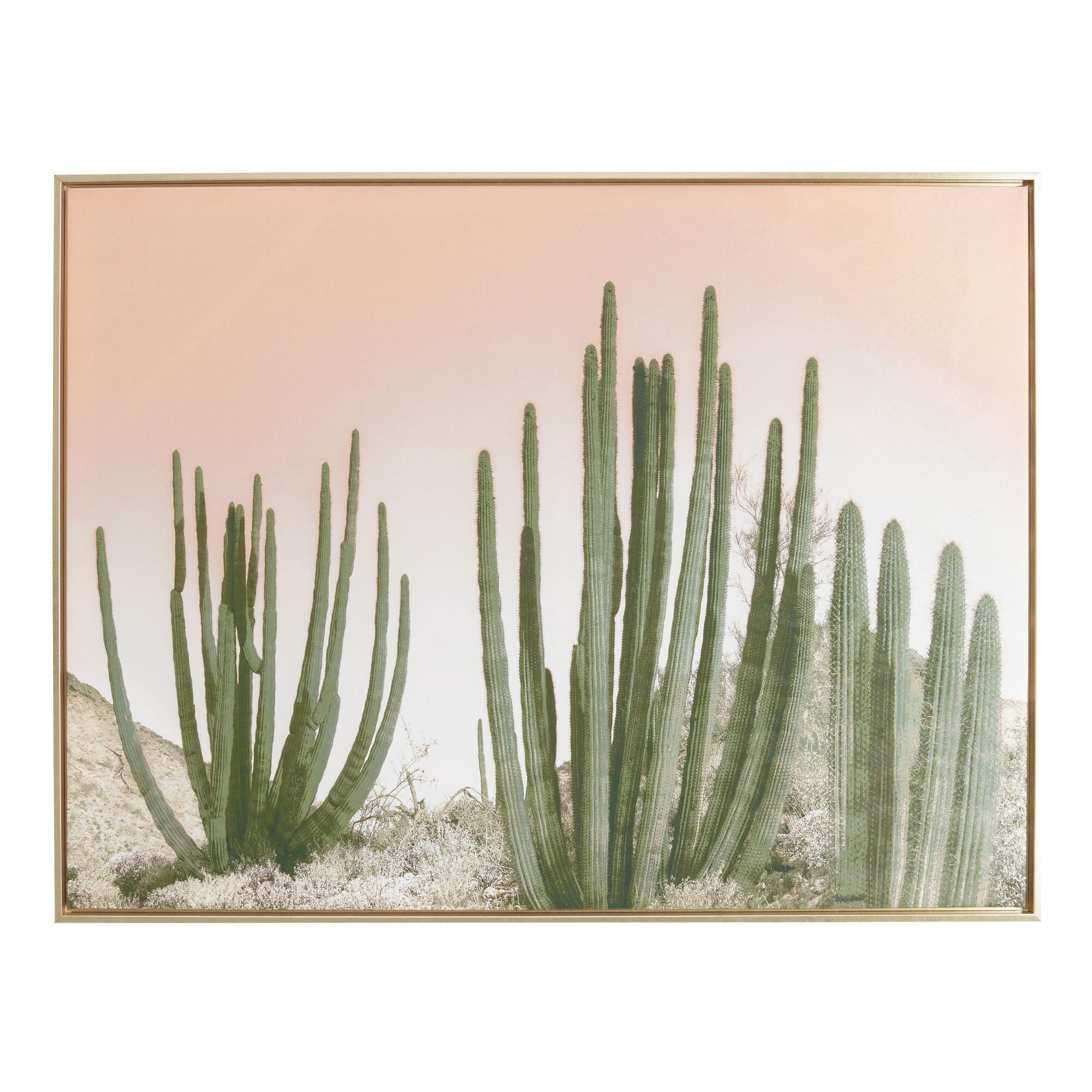 Cactus with Gold Frame: Pink/Gold - Large by World Market | World Market